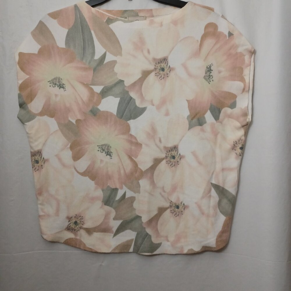 ANTHROPOLGIE SIONI FLORAL CAP SLEEVE TOP SIZE SMALL